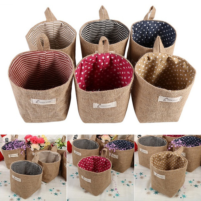 Cotton And Linen Hanging basket storage bag Folding Toy Laundry Basket Sundries Organizer Pocket Organizer Hanging Bag