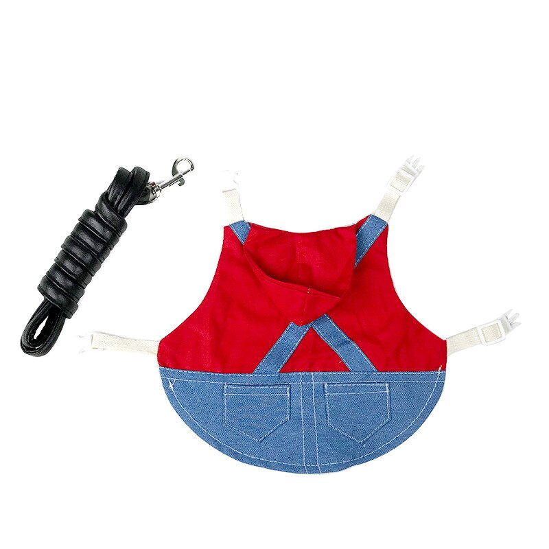 Vêtements en Denim pour animaux de compagnie, vêtements pour lapins, harnais avec laisse, gilet pour petits animaux, veste, ensemble pour furet, lapin, Hamster, fournitures pour petits animaux de compagnie: Red / L