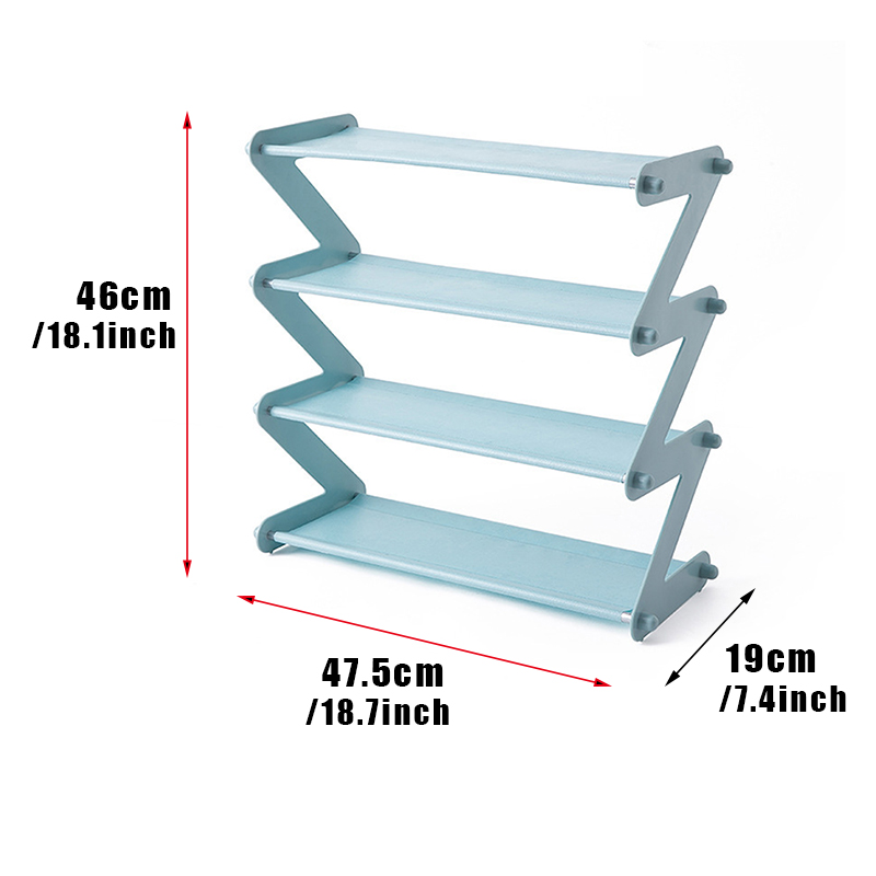 4 -Tier Stackable and Expandable Shoe Rack Z-shaped Footwear Organizer Shoe Shelf Storage Organizer Household PR