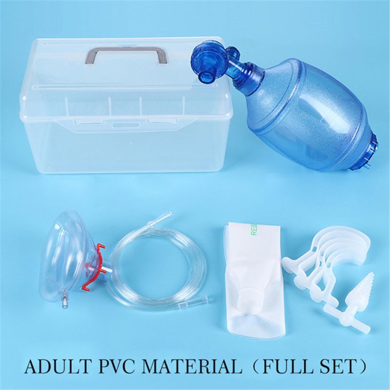 Adulto/crianças/infantil manual ressuscitador pvc ambu saco oxigênio tubo kit de primeiros socorros: A