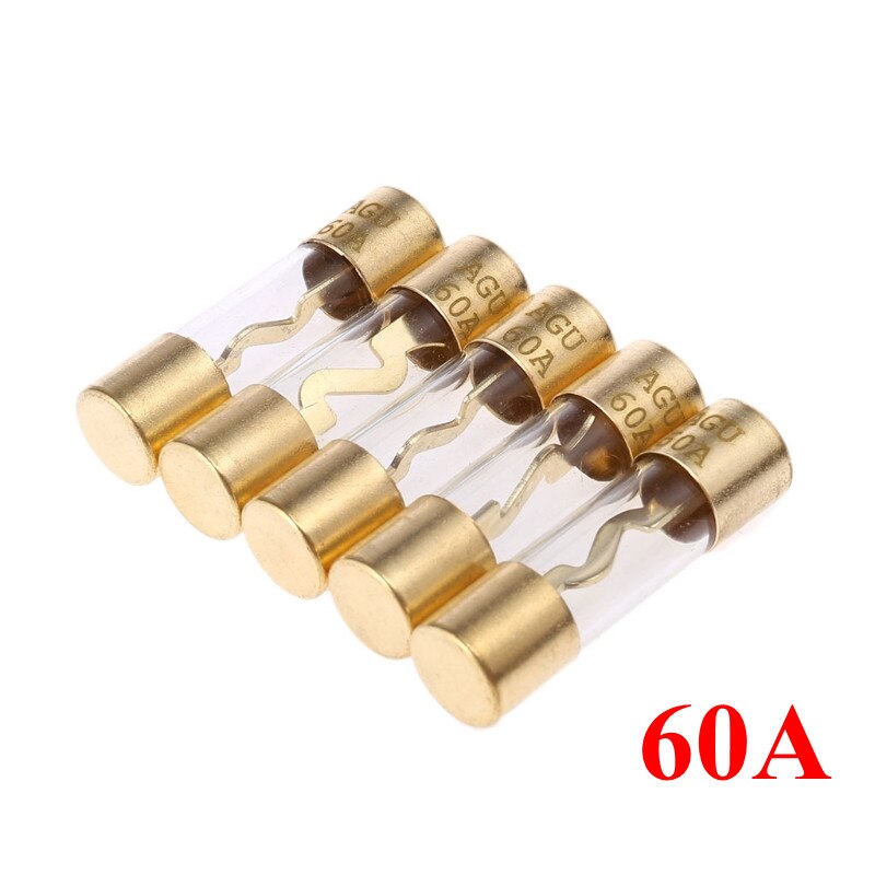 5Pcs Gold Plated Glass AGU Fuse Fuses Pack Car Audio Amp Amplifier U90C: Army Green