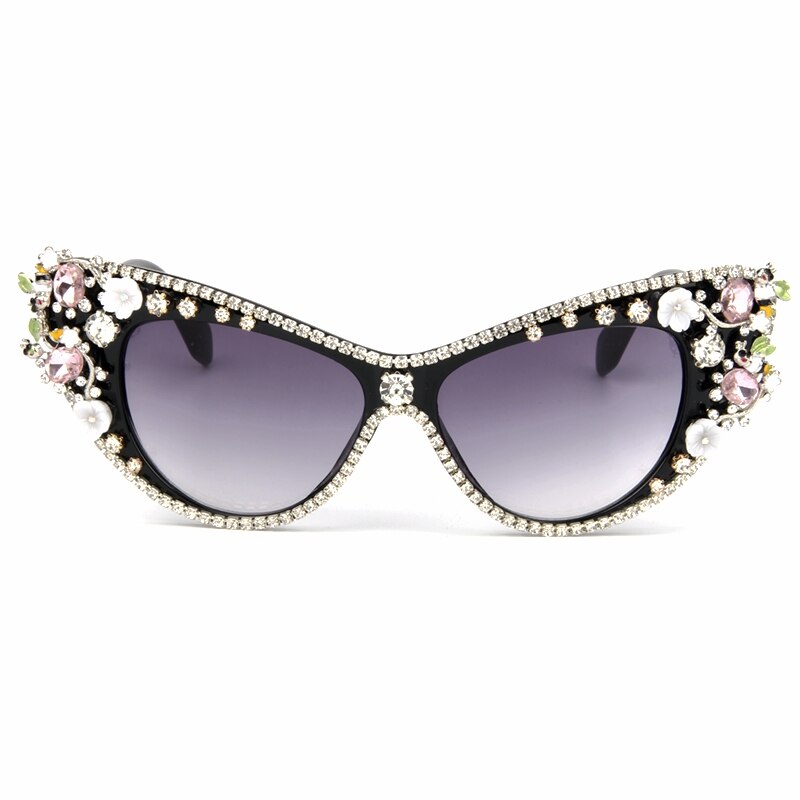 Overdimensionerede solbriller kvinder luksusmærke briller smykker dekoration kat øjne solbriller vintage nuancer briller oculos