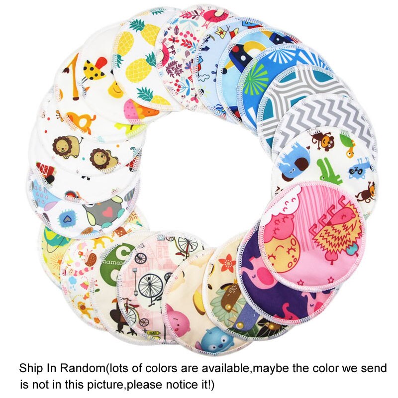 4 pezzi di bambù riutilizzabili pettorali per allattamento al seno donne incinte copricapezzoli impermeabili PUL assorbenti lavabili: Random Print