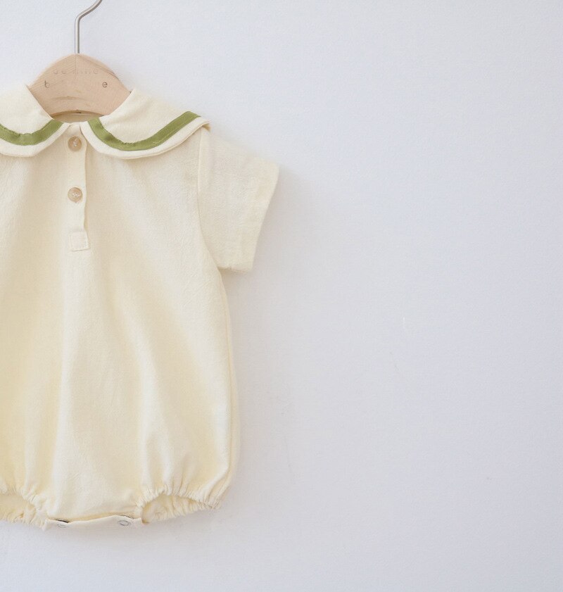 Vêtements de bébé d'été col haut bébé garçons body à manches courtes bébé fille combinaison Sunsuit vêtements bébé tenue: beige / 24M