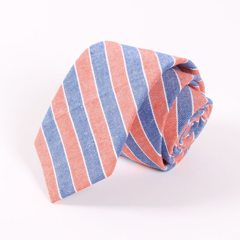 18 kleuren Mode 6.5 CM Breedte Katoen Tie Brand Gestreepte Plaid Stropdassen Voor Mannen Bruidegom Dassen Party Zakelijke Accessoires stropdas: CT022 B orange