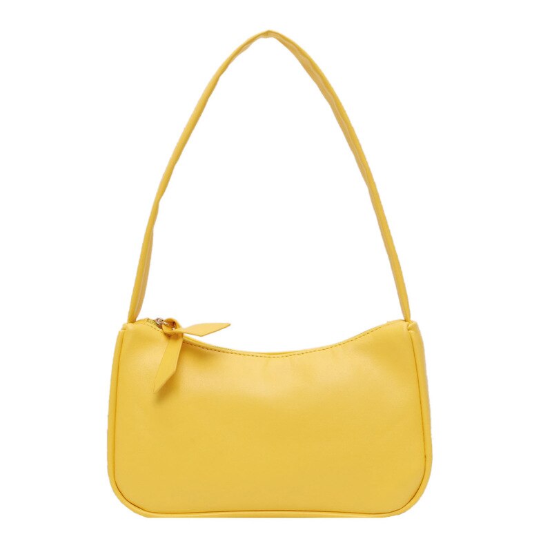 Yogodlns Retro Subaxillary Baguette Bag For Women Solid Color Shoulder Bag Portable purse Ladies Casual Mini Bag: yellow