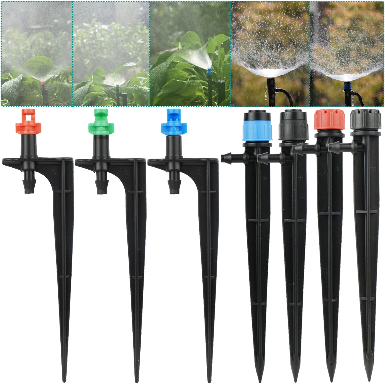 Kesla 15 Pcs Tuin Watering Druppelbuis Sprinkler Verneveling Nozzle Op Stake Druppelaar Invoegen Grond Fit 4/7 Mm slang Kas