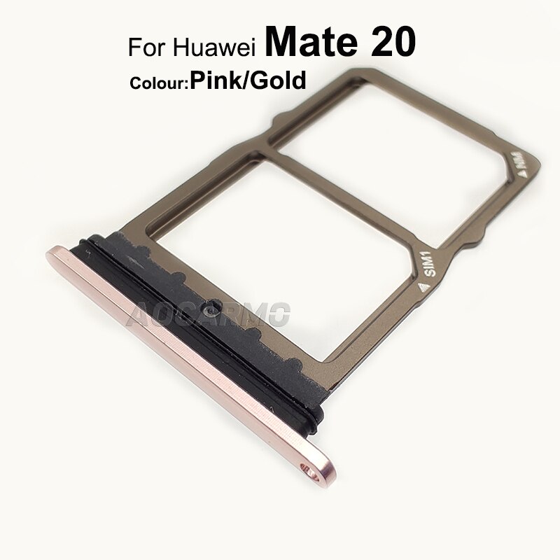 Aocarmo SD MicroSD Holder Nano Sim Card Tray Slot For Huawei Mate 20 Mate20 HMA-AL00 HUAW: Pink(Gold)