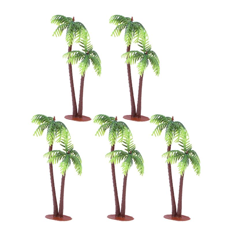 12 piezas de plástico de coco palmera plantas artificiales macetas de plantas en miniatura Bonsai artesanía Micro paisaje DIY decoración para el hogar A3: 5pcs