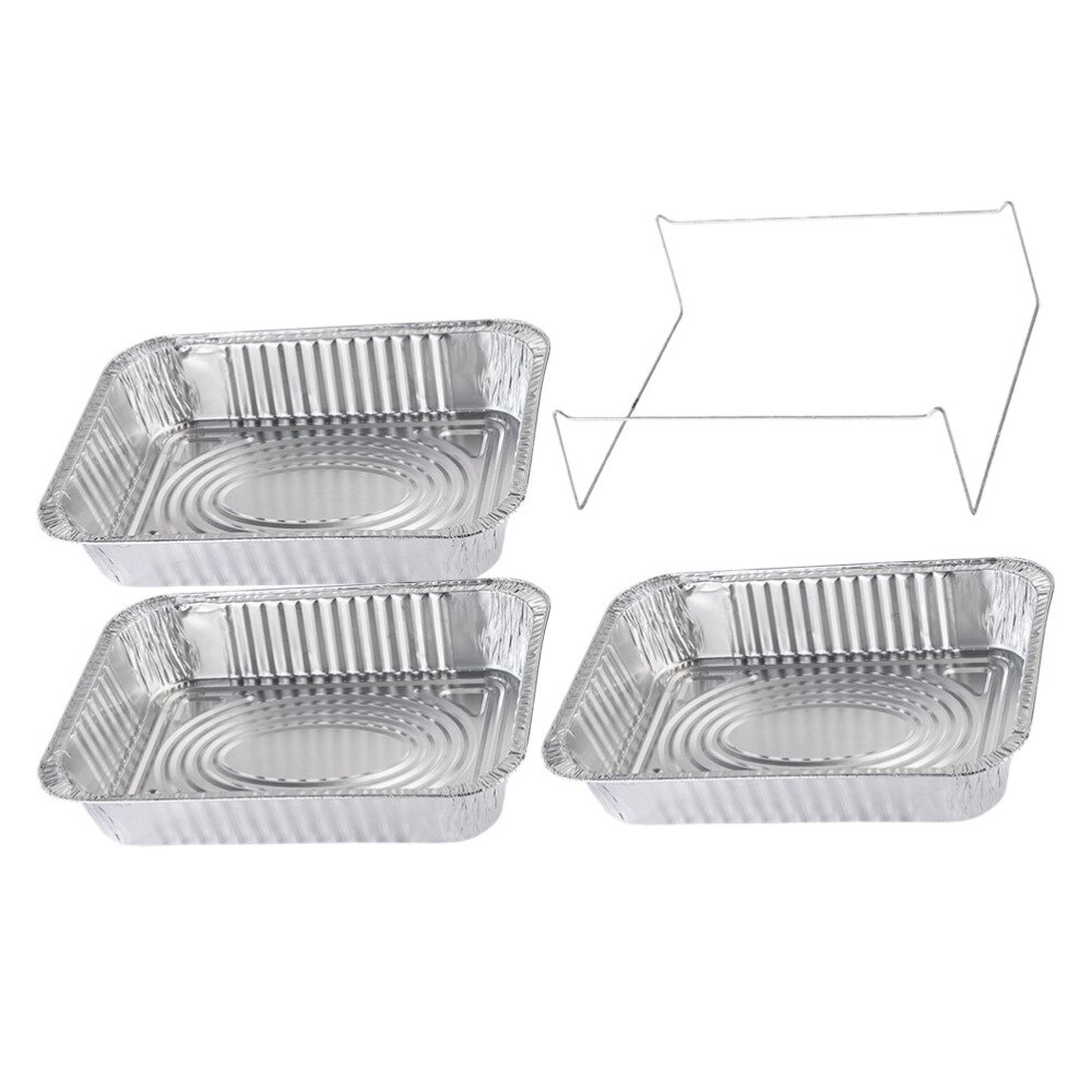4pcs Disposable BBQ Drip Pan Aluminum Foil Tin Barbecue Pan Food Container Liner Trays Takeaway Packing Box with Cover(3500ml 3p