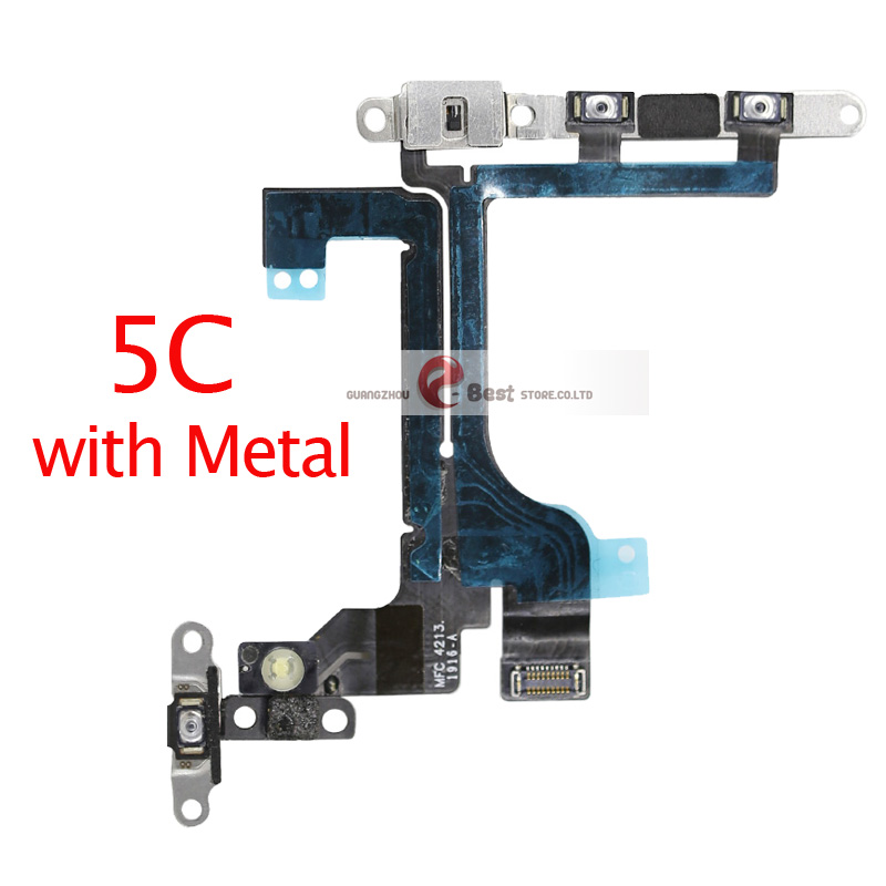 Energie biegen + Voll schrauben Für iPhone 5G 5C 5S SE Stumm & Volumen Taste schalten Schlüssel Energie biegen Kabel Mit Metall Teile: 5C mit  Metall