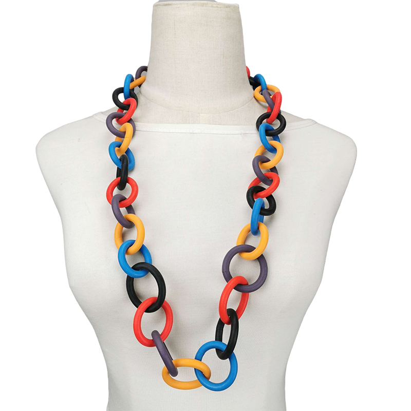 Collar gótico de goma hecho a mano, joyería geométrica de lujo de , collares con colgante redondo para mujer, cadena Multicolor para boda: Rojo óxido