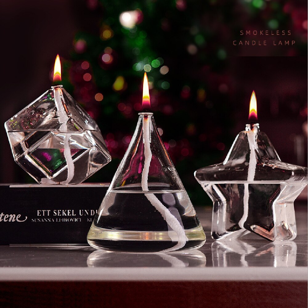 Home Decoration Real Flame Hand Blown Decorative Table Glass Oil Lamp