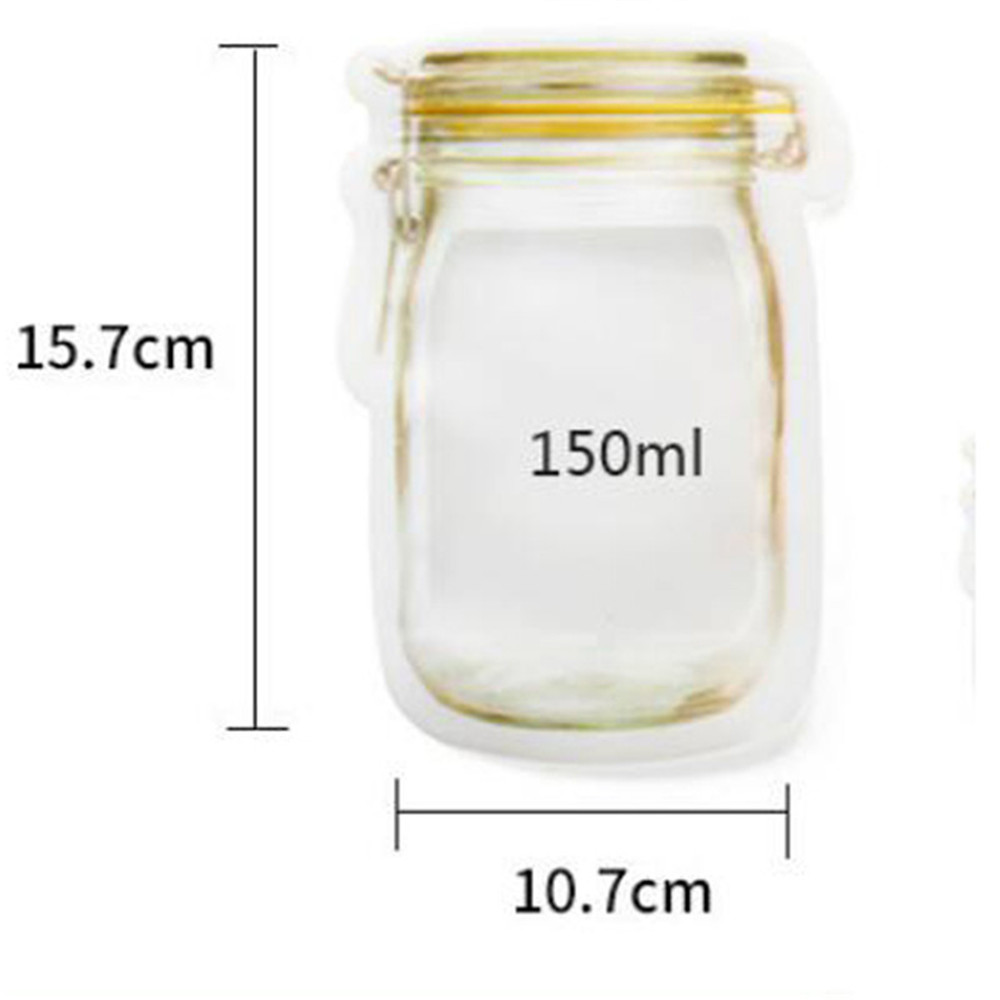 Reusable Mason Jar Bottles Bags Nuts Candy Cookies Bag Waterproof Seal Fresh Food Storage Bag Snacks Sandwich Zip Lock Bags: small