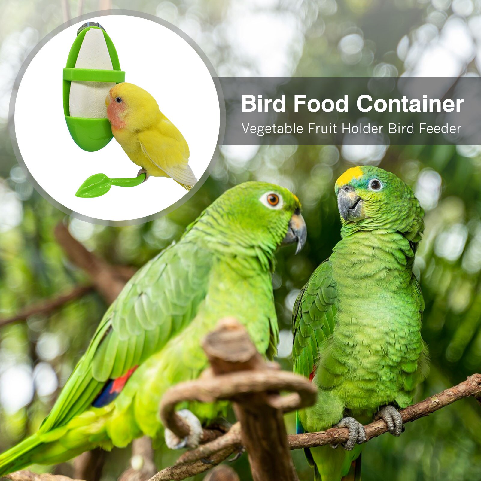 Alimentador de loro con soporte de pie para frutas y verduras, contenedor colgante de plástico, jaula, accesorios, suministros para aves y mascotas,