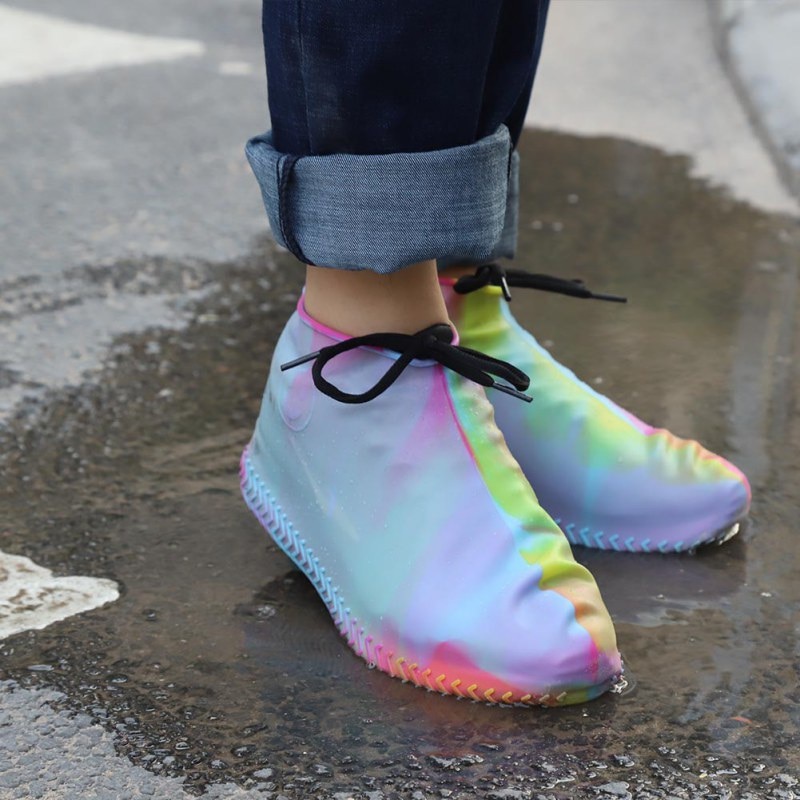 Waterdichte rubberen beschermhoezen voor schoenen, unisex, dames, heren, regenhoezen met rits, hoge antislip regenhoezen