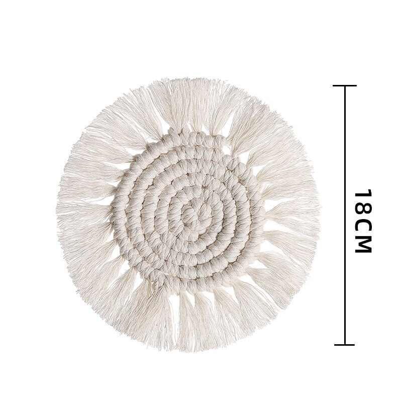 Gevlochten tafelmat, onderzetters, handgeweven wandtapijt, macramé, wanddecoratie, boho-decoratie, huisdecoratie voor kantoor, appartement, bar: G287911