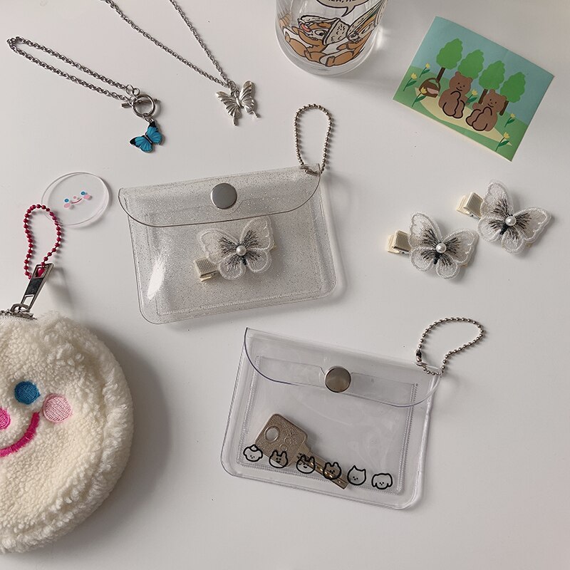 Myntplånböcker solid transparent liten kreditkortshållare pvc enkel unisex avslappnad multifunktion chic trendig nyckelplånbok vattentät