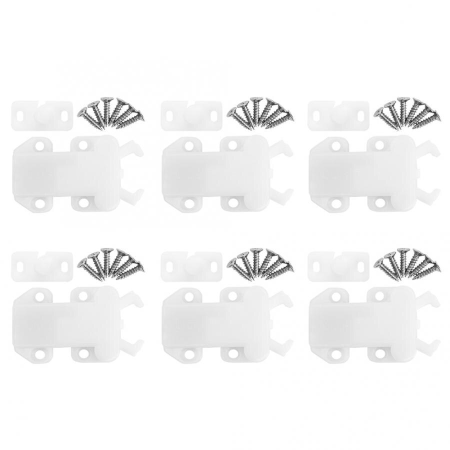 6 Sets Nylon Cabinet Drawer Rebound Self Locking Door Latches Furniture Hardware Accessories lock latch: White