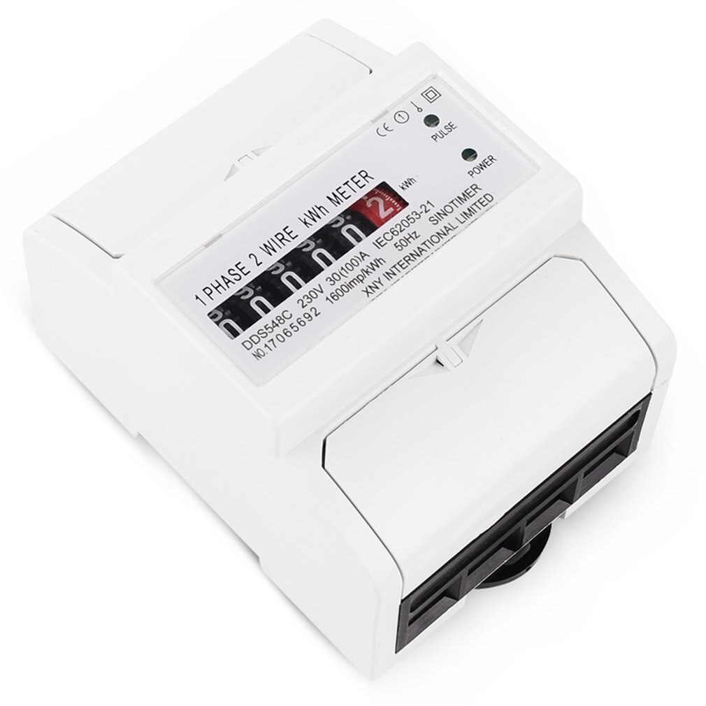 SINOTIMER DDS548C Single Phase Two Wire Energy Meter KWh 30 (100) A 230V AC 50Hz Power Meter Electric Din Rail Mount