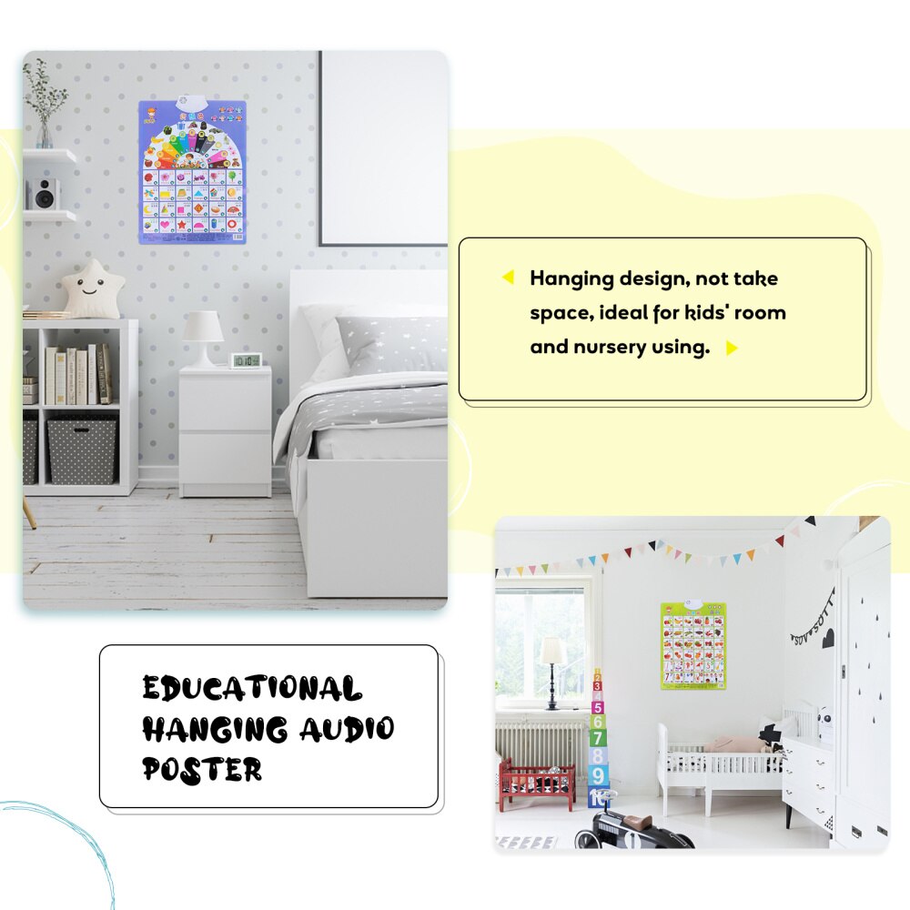 2pcs Toddler Early Educational Audio Learning Chart Between English and Chinese