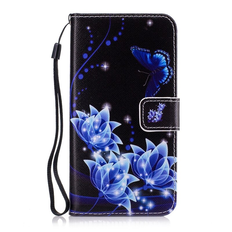 Funda de cuero con tapa para Huawei, carcasa suave tipo billetera para Huawei Y5 II 2 Y5II / Y6 ii Compact CUN-U29 CUN-L21, Honor 5A CUN-L01 CUN U29 L21: Blue flower
