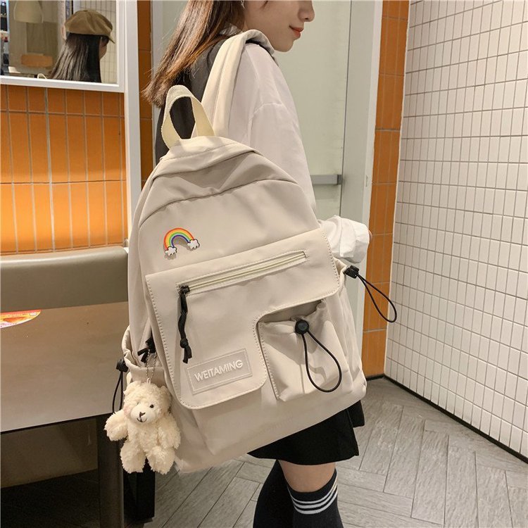 Frauen Rucksack für Teenager Mädchen Sommer Neue Weibliche Casual Schule Studenten Schulter Taschen Süße Reise Rucksäcke: white 29x36x11cm