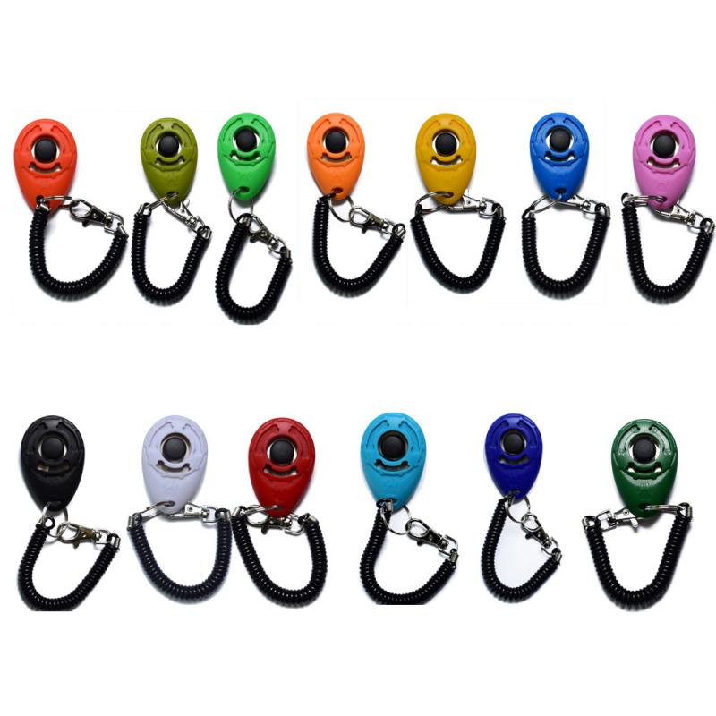 1Pc Plastic Dogs Click Trainer Pet Cat Dog Training Clicker Adjustable Sound Key Chain And Wrist Strap Remote Whistle Clicker