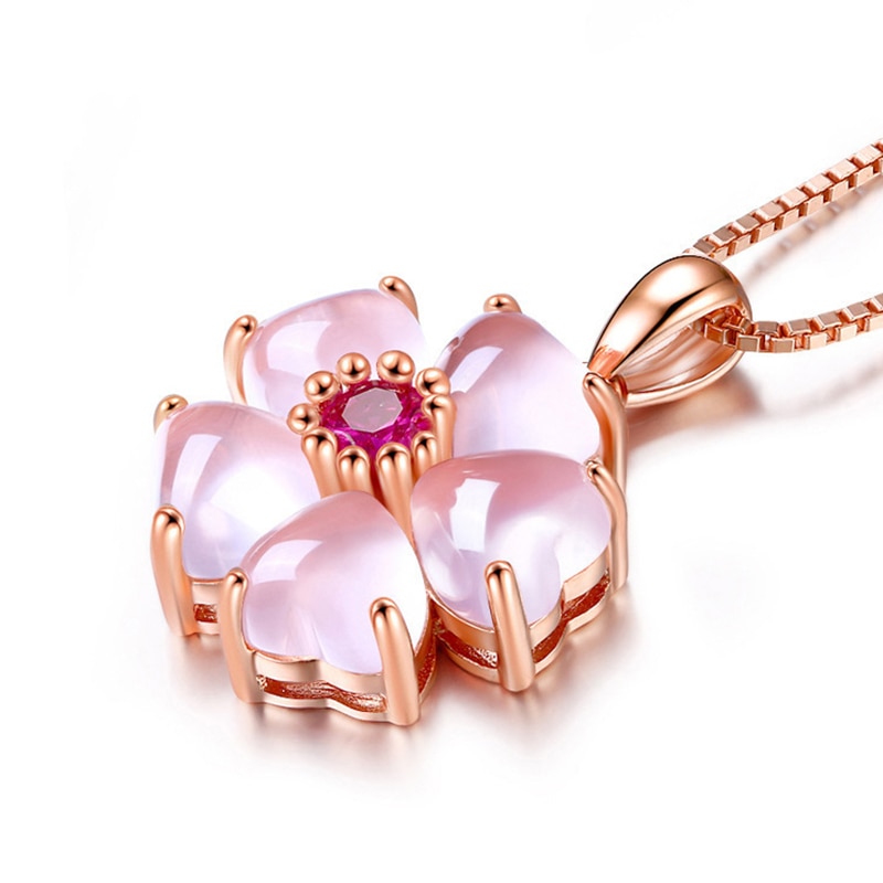 Kirsebærblomst vedhæng halskæde søde kvinders pink krystal rosa guld nøgleben kæde fest smykker