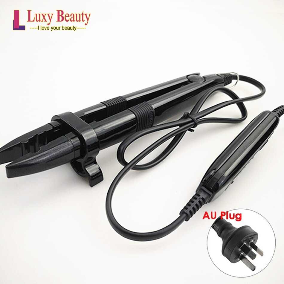 Keratin bonding salon tool fusions hair extension tools justerbar temperatur eu + uk + us plug keratin heat iron wand 1pc: Au svart