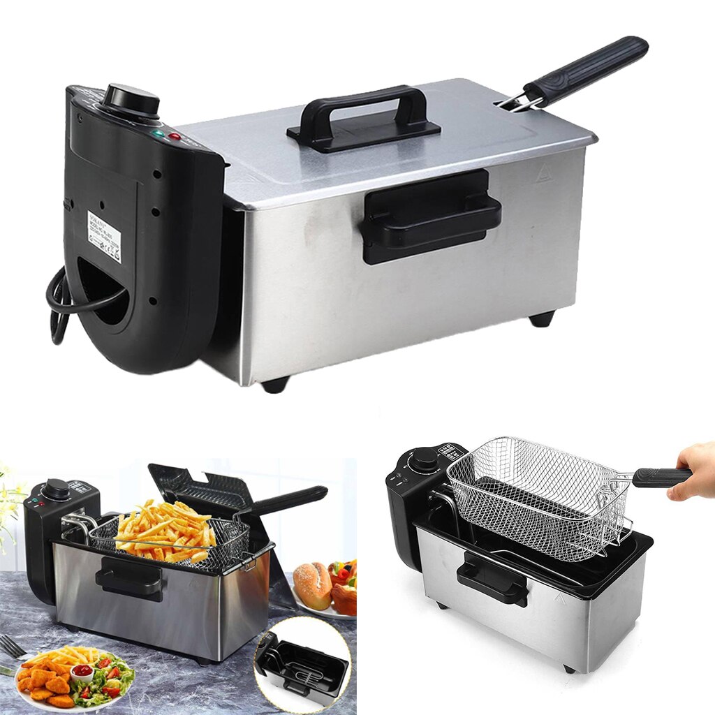 2000 Watt Stainless Steel Triple Basket Electric Deep Fryer