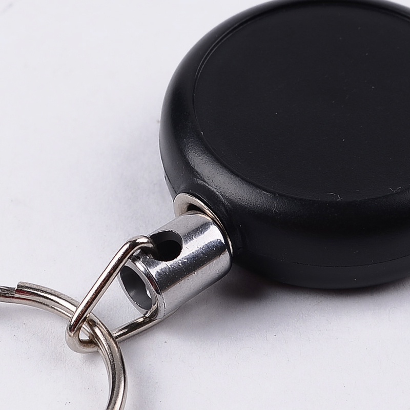 Moderne Schwarz Keychain 60cm Länge Abzeichen Spule Versenkbare Rückstoß bestehen Ich würde Karte Halfter ziehen Schlüssel Ring Stahl Schnur Büro schreibwaren