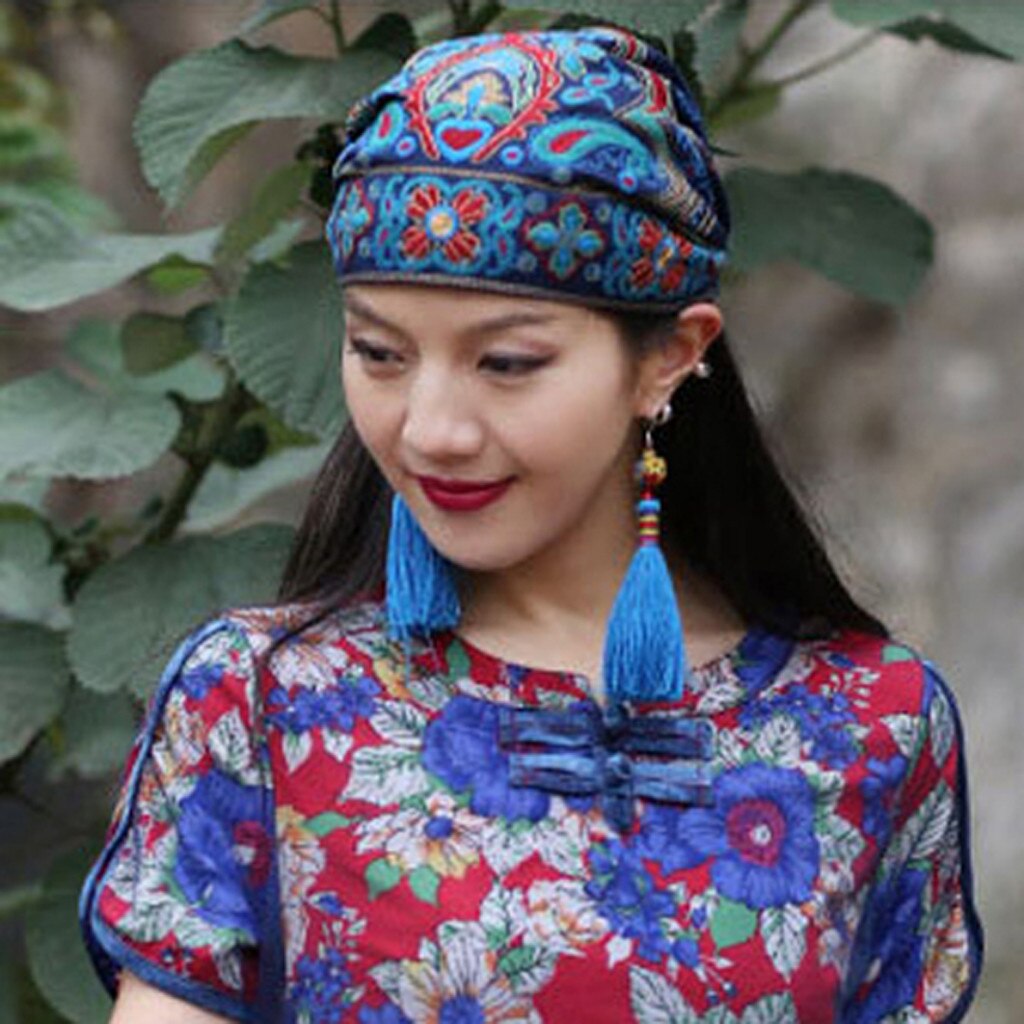 Casquette de cyclisme pour femmes, Style mexicain ethnique Vintage, broderie de fleurs, bandana imprimé rouge, chapeau de soleil