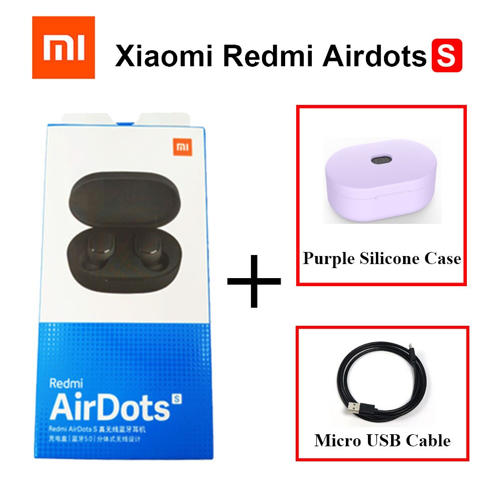 Xiaomi-auriculares Redmi Airdots S con Bluetooth 5,0, tecnología TWS, auriculares inalámbricos con Control IA y reducción de ruido: S Add USB Purple