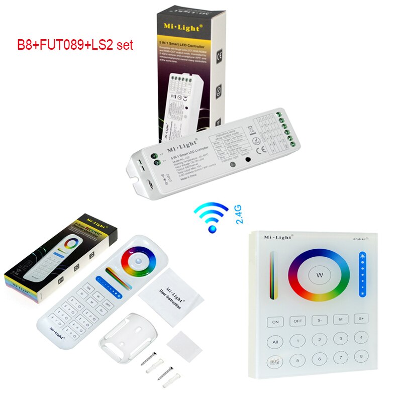 Milight Draadloze LS2 5IN1 Smart Led Controller B8 Wandmontage Touch Panel Controle Rgb Cct Led Strip 8 Zone rf Afstandsbediening