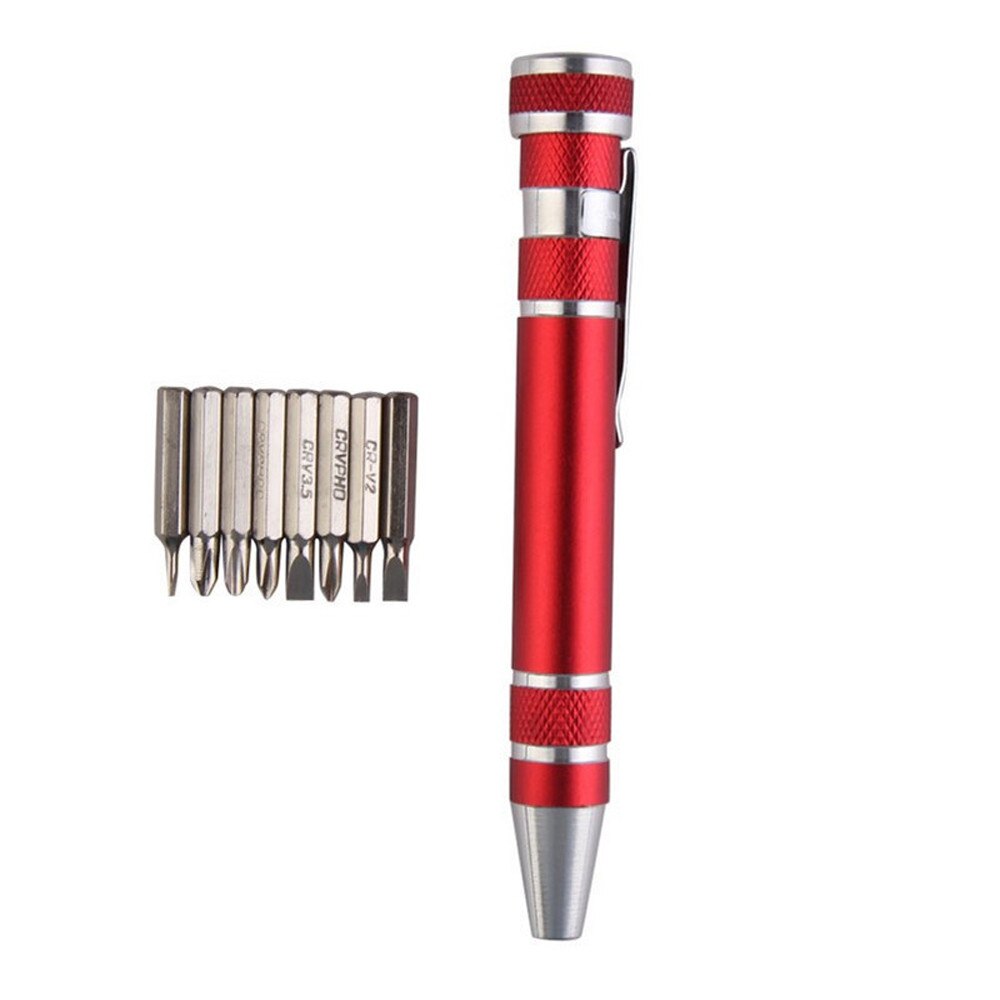 8 In 1 Schroevendraaier Set Pocket Precisie Schroevendraaier Bit Set Torx Star Phillips Repair Tool Kit Draagbare Precisie Schroevendraaier: Red