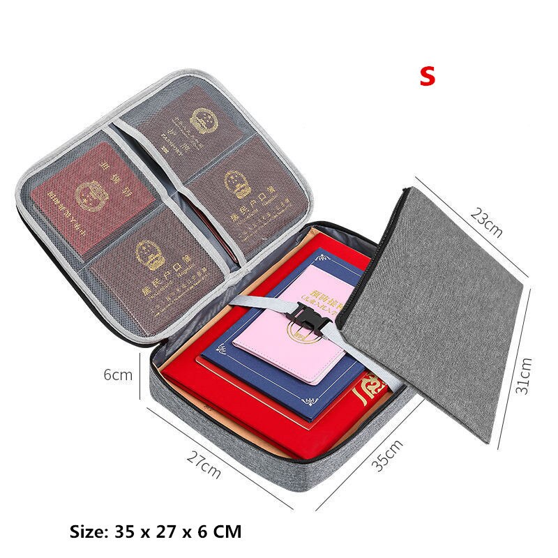 Bolsa organizadora de documentos multifunción para hombre y mujer, paquete de almacenamiento de tarjetas de crédito para el hogar, maletín de viaje impermeable, accesorios, artículo: D Gray S