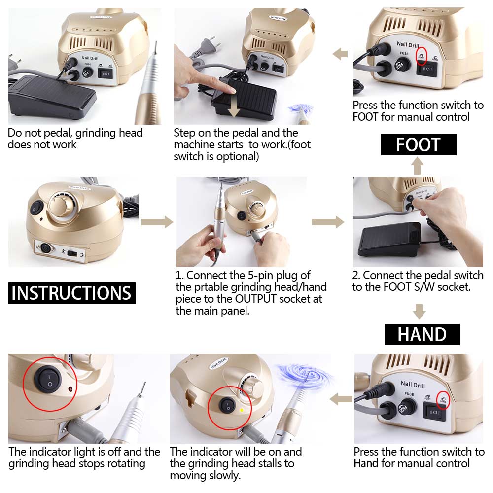 35000RPM Electric Manicure Machine Set Nail Drill Bits Milling Machine For Pedicure Apparatus Diamond Cutters Gel Polish Remover