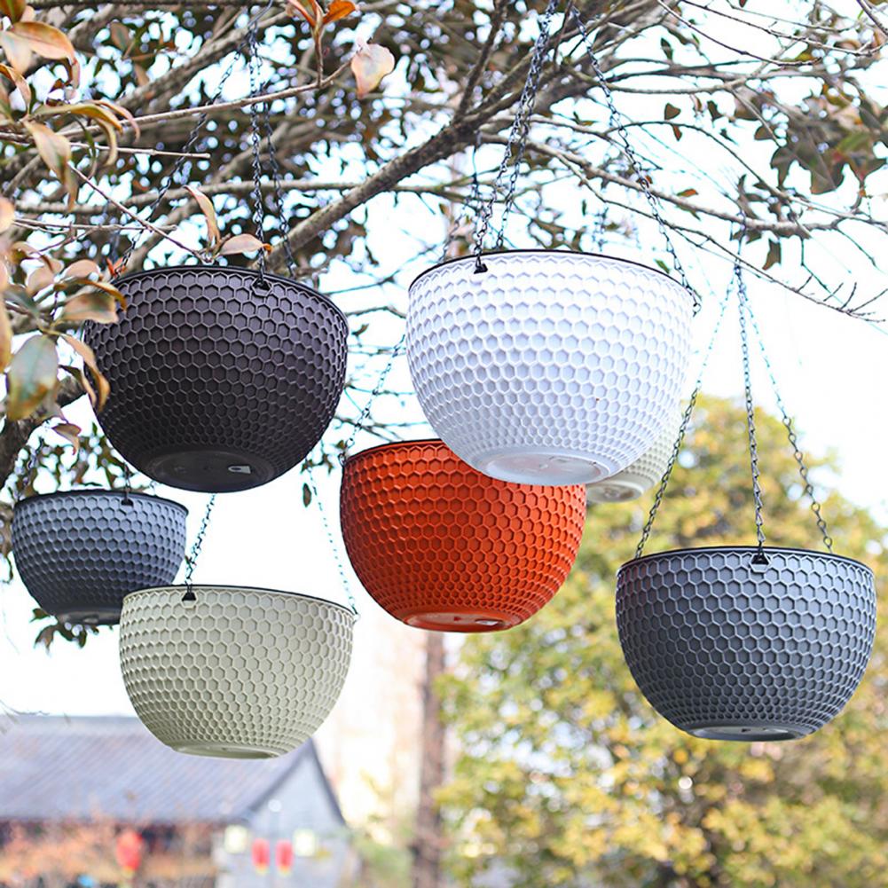 Beau pot de fleur extérieur en résine étanche, panier de plantes, auto-absorption d'eau, 3 Tan