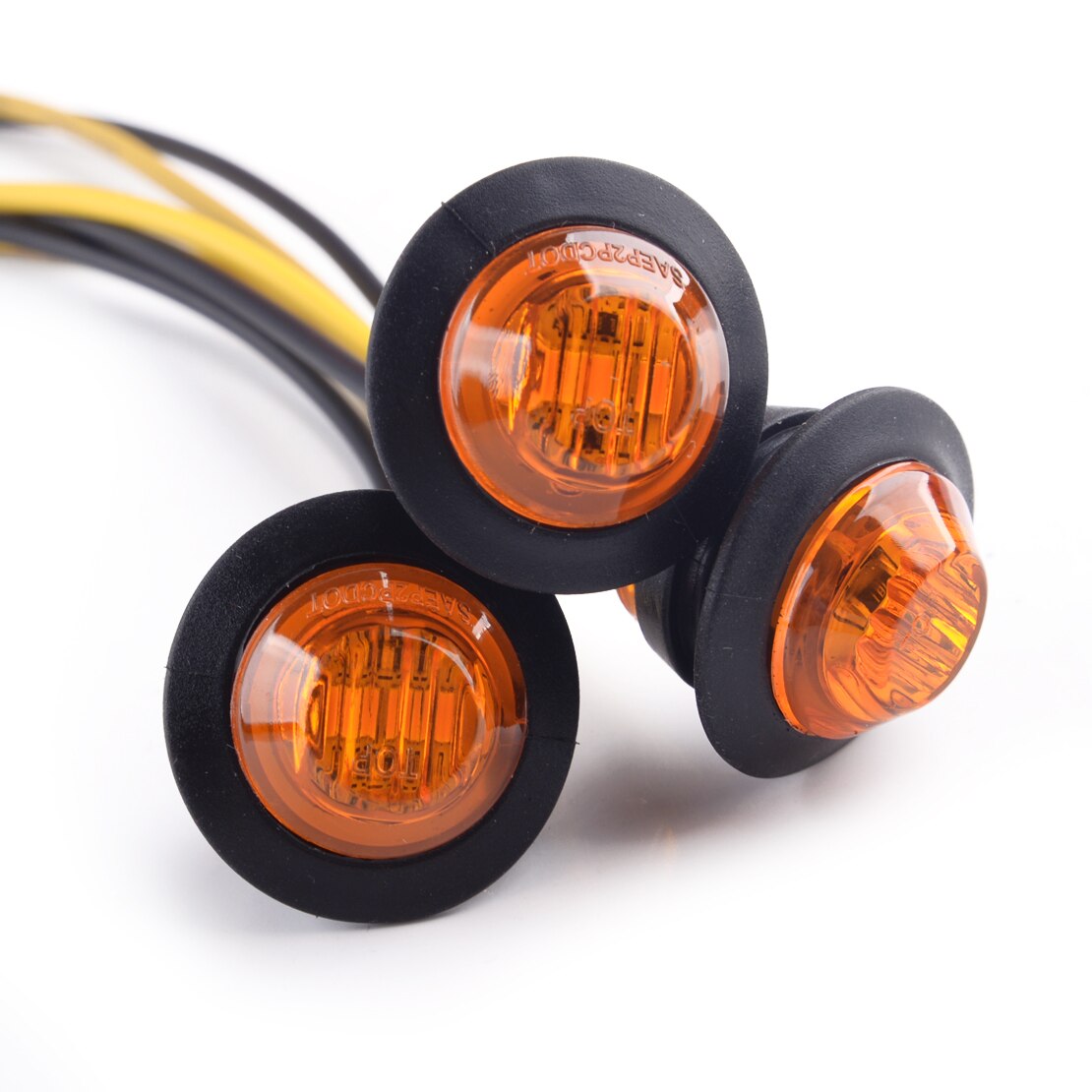 Universele 10 Stks/set 12V 3/4 &quot;3 Led Amber Kleine Ronde Side Marker Indicator Verlichting Lampen Knop Voor Auto &#39;S vrachtwagens Aanhangwagens Boten