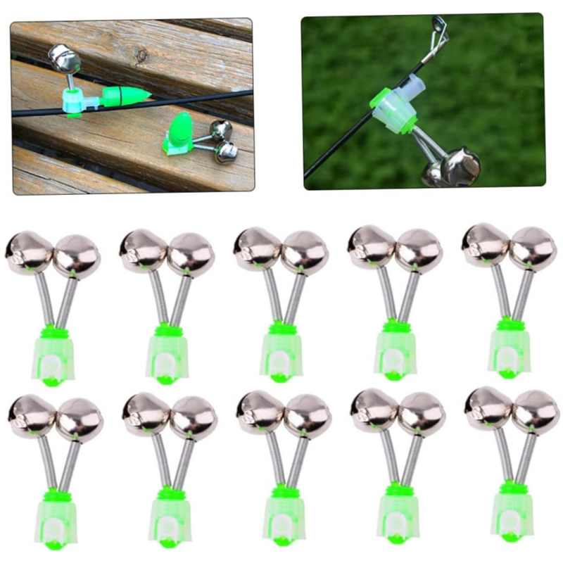 50-5PCS Dubbele Bellen Vissen Indicator Aas Alarm Luid Geluid Alert Bell Clips Nacht Hengel Bell visgerei Outdoor Vissen Bel