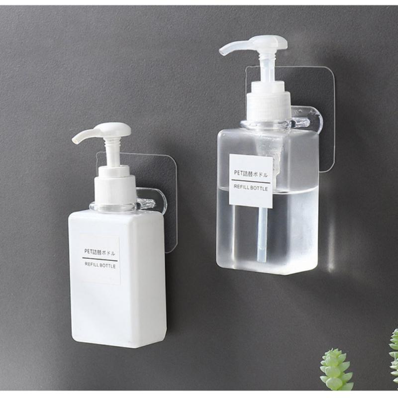 Wall Mounted Self-Adhesive Shampoo Bottle Shelf Liquid Soap Shower Gel Organizer Hook Holder Shelves Hanger Bathroom Accessories