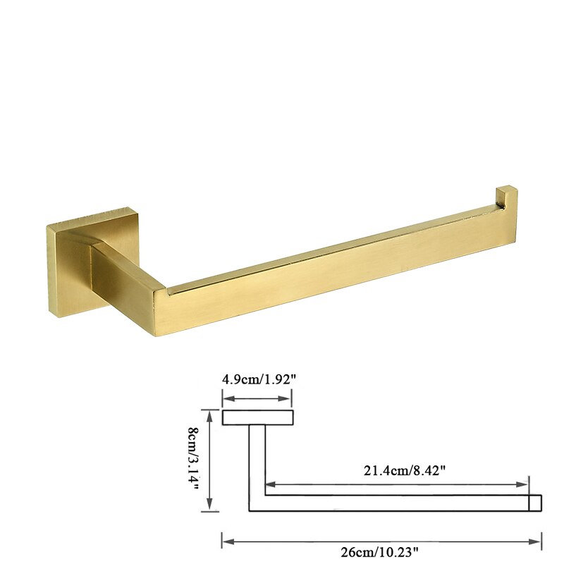 Set di accessori per il bagno in oro spazzolato appendiabiti portasciugamani portasciugamani Bar scaffale porta carta velina accessori per il bagno: Single Towel Rail