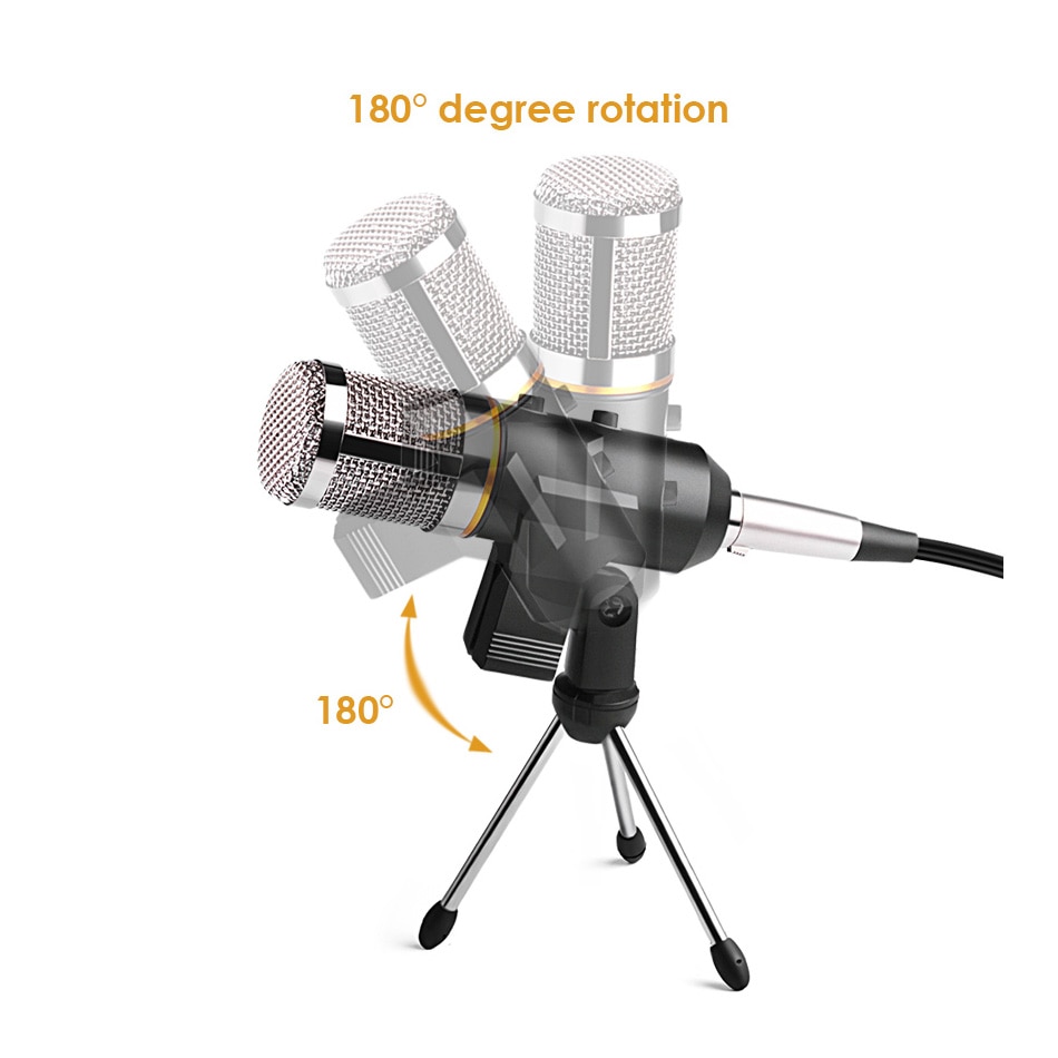 MK-F200TL Microphone USB Condenser Microphone for Video Recording Karaoke Radio Studio Microphone for PC Computer