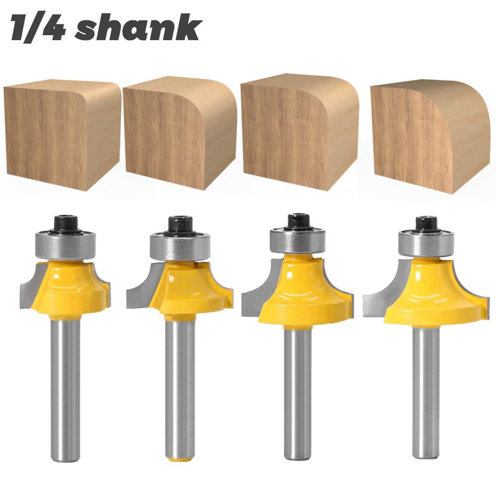 1pc 1/4 Shank Rounding Over Bit Corner Router Bit with Bearing for Wood Woodworking Tool CNC Tungsten Carbide Milling Cutter