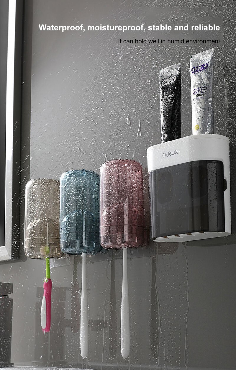 Automatic Toothpaste Squeeze Artifact Double Toothpaste Squeezer Set Household Non-punch Toothbrush Rack