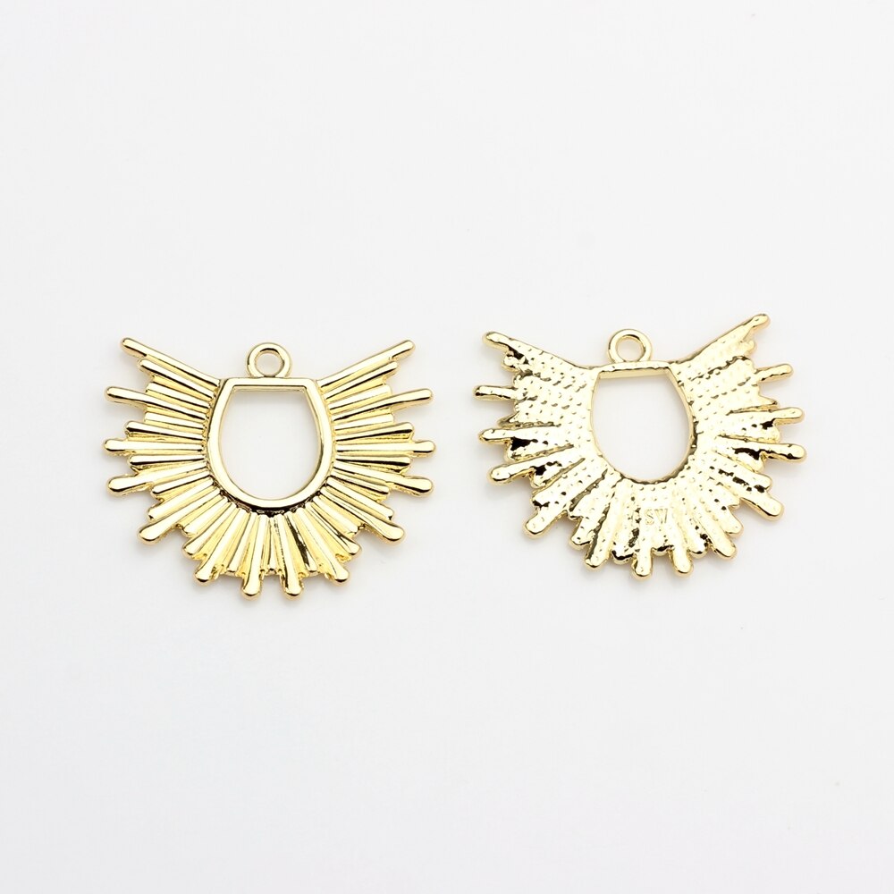 Accesorios para hacer pendientes de joyería, Charms de aleación de Zinc de Color dorado con pintura en aerosol geométrica exagerada, flores del sol, 6 unids/lote: Gold