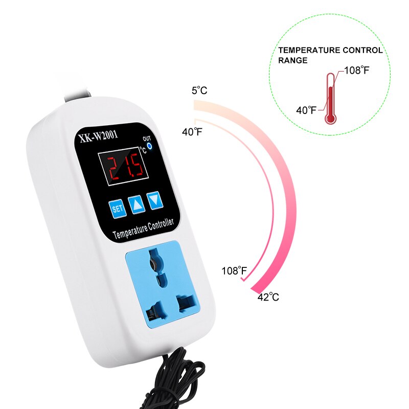 EU Thermostat Digital Temperature Controller LED Thermometer Microcomputer Delay start With Probe 110-220V 1500W For Beer Brew