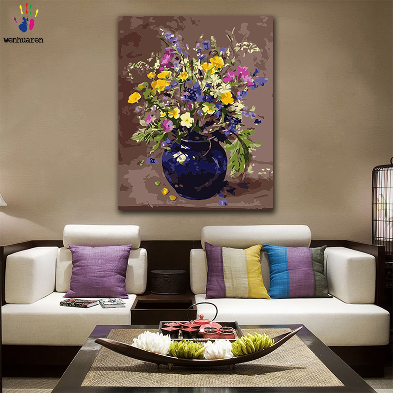 DIY para colorear pintura por números clavel de color claro en el alféizar de la ventana figuras pinturas por números con kits 40x50 enmarcado