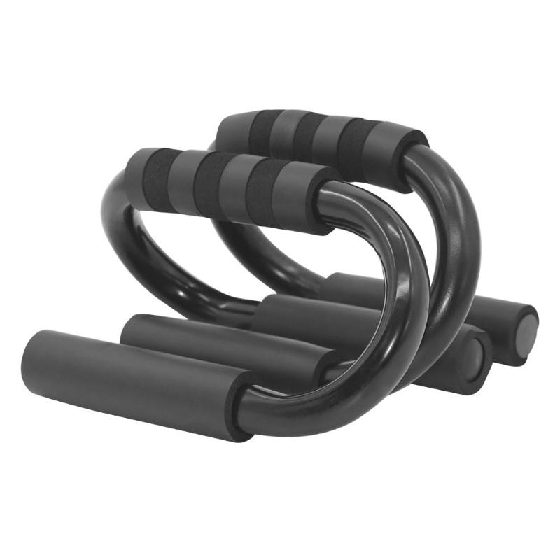 1 par Fitness Push Up barras de soporte de Pushup deporte gimnasio ejercicio entrenamiento pecho Bar esponja ejercitador con sujeción para las manos para la construcción del cuerpo: Black